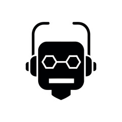 Robot Face Icon – Artificial Intelligence Futuristic Head Symbol