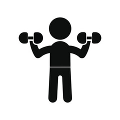 Black silhouette of a person lifting a dumbbell icon