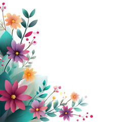 Fototapeta premium Colorful Floral Arrangement with Pink, Purple, Orange Flowers on Transparent Background