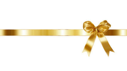 A red or gold satin bow tied around a horizontal ribbon on transparant background,silk or satin.