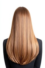 Naklejka premium Long Smooth Hair Back View on White Background for Beauty Themes