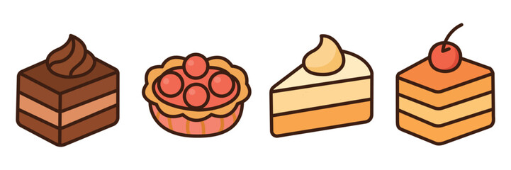 Delicious Cake and Pastry Vector Illustration Set EPS