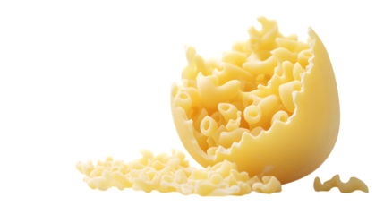 Unique pasta creation sphere bursting with flavor, isolated on white background.