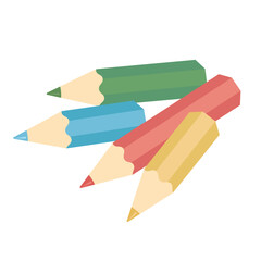 カラフルな4本の色鉛筆のベクターイラスト