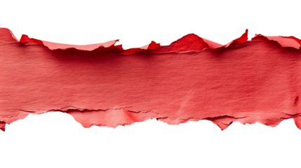 Red torn paper, isolated on white background.