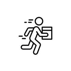 Fast delivery icon of a person running with a package