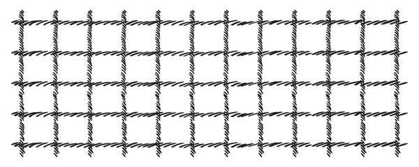 Hand drawn grid vector pattern. Check line background, stripe texture