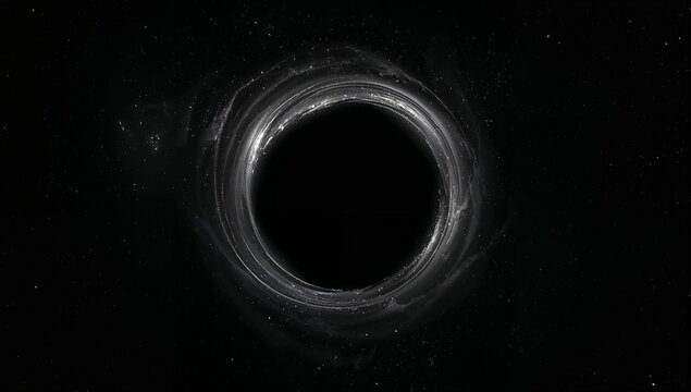 Revealing supermassive black hole swirling in deep space, with accretion disk and starry nebulae