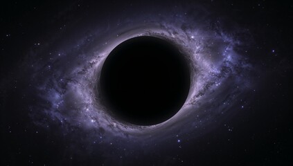Naklejka premium Displaying central black hole pulling gas into accretion disk in outer space, lensed starlight