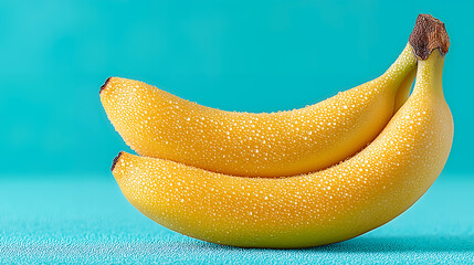 Fresh banana on pastel teal backdrop negative space food fruit healthy nutrition natural organic yellow delicious energy artificial intelligence generated image
