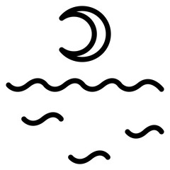 moon and sea icon design for graphic designer or web developer