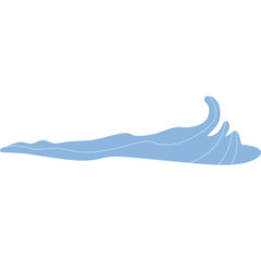 Stylized Blue Water Wave Element With A White Outline On A Transparent Background