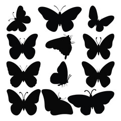 Baby Themed Cute Butterfly Vector Set. Butterfly silhouette vector set for baby showers, nursery decor, kids’ party designs and wedding designs.