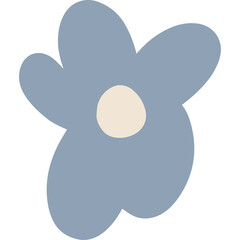 Soft Blue Flower With A Light Beige Center Isolated On A Transparent Background Simple Vector Illustration