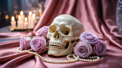 Glam witch brewing potion in a glowing pink crystal cauldron with neon mist and sparkles