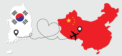 Airplane travel from South Korea to China