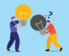 Teamwork concept for problem solving. Problem and solution in business solving to look ideas with the people working concept 