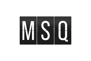 MSQ Minsk National Airport Code on Split Flap Display – Travel Concept and Flight Information Board Design