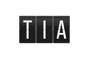 Obraz premium TIA Airport Code on Split Flap Display – Tirana International Airport Nënë Tereza Travel Concept