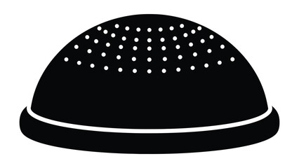 Black Dome: A sleek, minimalistic illustration of a black dome with a perforated design on top. The dome's smooth curves and the precise arrangement of dots offer a visual contrast.