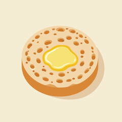 Toasted Crumpet Topped with Melting Butter