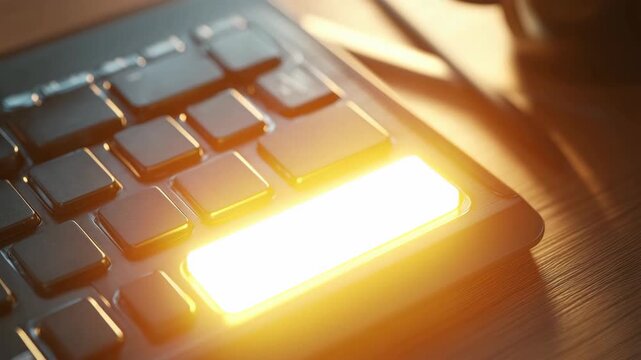 A close-up view of a keyboard with an illuminated key displaying Let's talk. The warm lighting creates an inviting atmosphere for communication and connection.