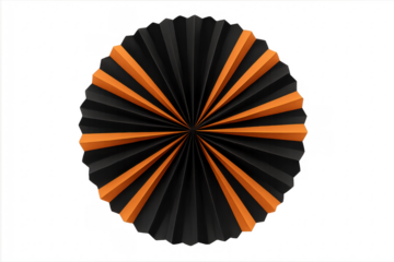 Orange and black pleated paper fan decoration