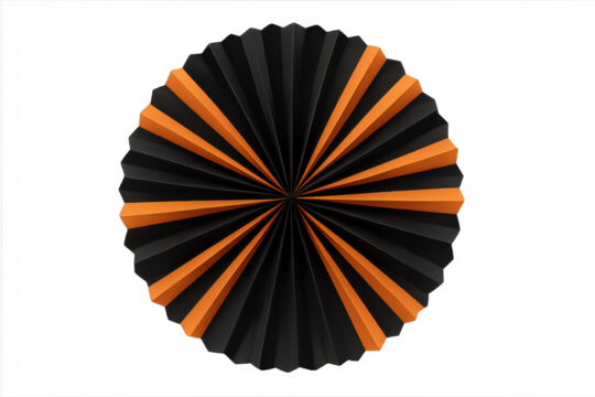 Orange and black pleated paper fan decoration