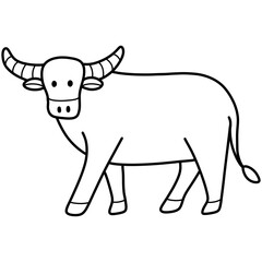 hand drawn ox cartoon illustration outline 