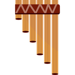Simple Wooden Pan Flute Musical Instrument With Brown Decorative Band At The Top On A Transparent Background