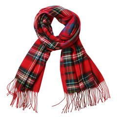 Elegant Red Scarf Isolated on White Background with Soft Fabric Texture