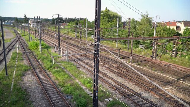 A railroad network in the city of Creil, an important traffic transportation hub in northern France.