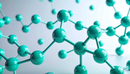 Obraz premium Stunning teal molecular structure with interconnected spheres perfect for scientific presentations, biotech marketing, or educational materials exploring innovative medical advancements