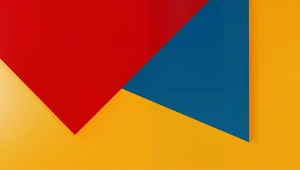 Displaying overlapping red and blue triangular panels in digital art, with yellow background field