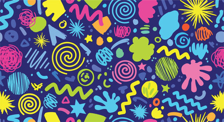 Fototapeta premium Cute seamless pattern with geometric shapes. Hand drawn vector illustration modern style