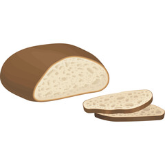 Brown Bread Loaf Sliced White Interior Crusty Texture on Transparent Background Studio Lighting