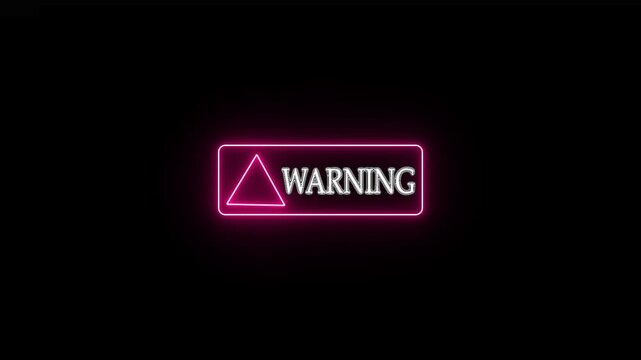 Neon line Warning Button Alert with Exclamation icon. warning attention with fraud alert text icon animation red color danger risk alert road warning sign stop error signal emergency issue sign.