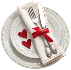 Valentine's Day knive and fork placed on a plate