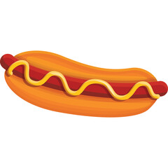 Illustration Of A Hot Dog With Mustard On A Transparent Background Ready For A Summer Barbecue