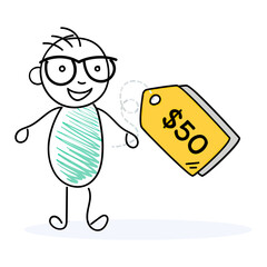 Design yellow tag price tag fifty dollars sale retail shopping discount offer promotion marketing special deal verctor art illustration png