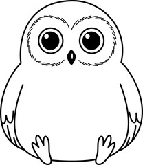Cute Cartoon Snowy Owl Line Art