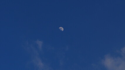 Moon with Clear Cloudy Sky and Copy Space