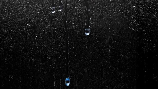 water drops abd rainfall on black