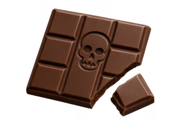 Chocolate bar with skull symbol and bite