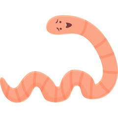 Illustration Of A Pink Earthworm With A Sad Face On A Transparent Background