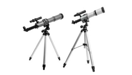 Telescope bundle showcasing astronomy and observation instruments isolated on transparent background