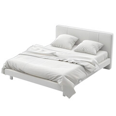 Transparent Bed with Pillows PNG Isolated on White Background