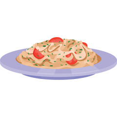 Plate Of Pasta With Tomatoes And Herbs On A Transparent Background