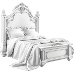 Transparent Bed with Pillows PNG Isolated on White Background