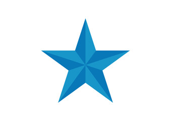 Blue Star Icon – Symmetrical Gradient Symbol on White. Blue star 3d icon on white background. Vector star symbol design